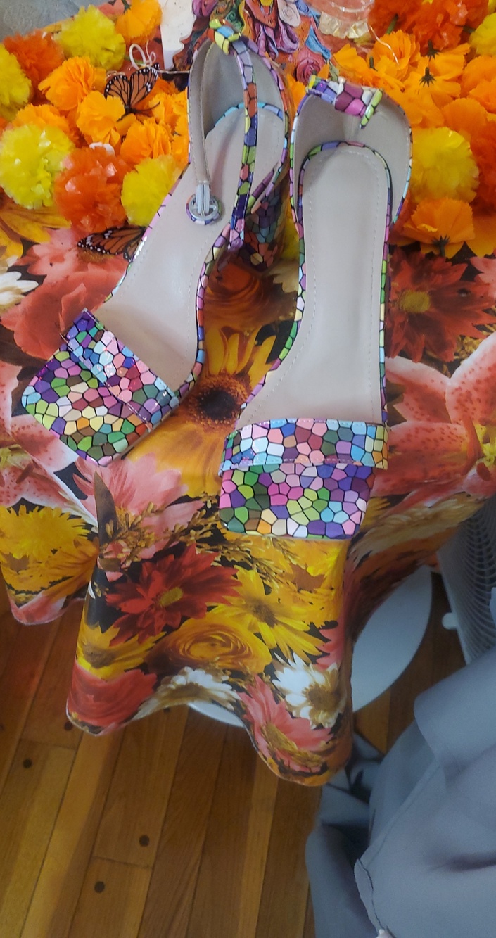 Fashion Nova Multicolor Mosaic Ankle-Strap Sandals